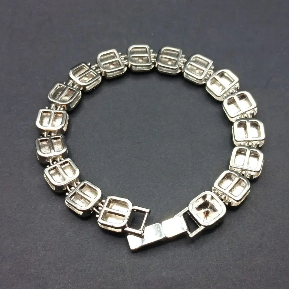 Bling Iced Out Silver With Rhinestones Bracelet For Women Or‎ Men. New